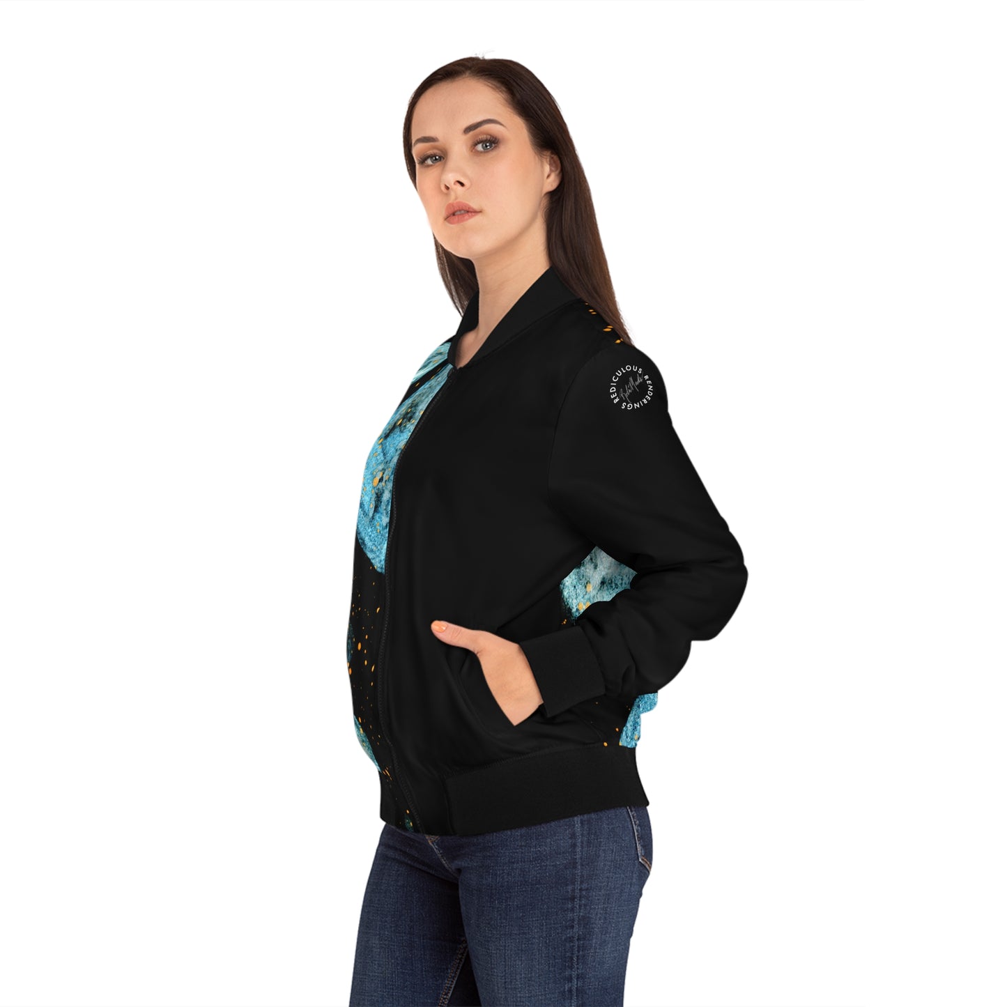 Little Blue Planets Galaxy Women's Bomber Jacket (AOP)