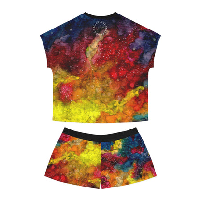 Women's Colorful Marble Pajama Set — Vibrant Abstract AOP Sleepwear