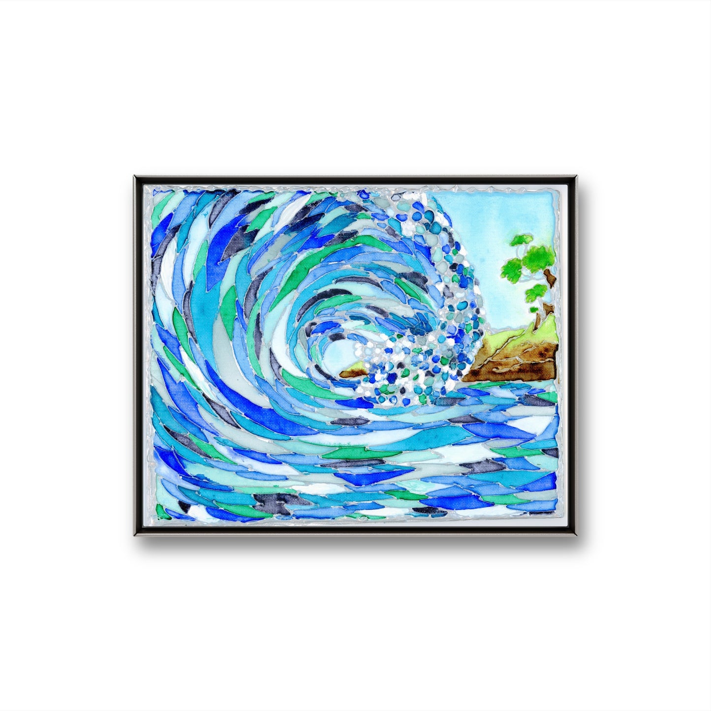 Stained Glass Blue Ocean Waves 8x10 Museum Grade Fine Art Print