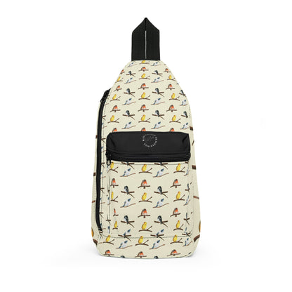 Bird Pattern Sling Bag — Lightweight Crossbody Bag with Colorful Songbird Print