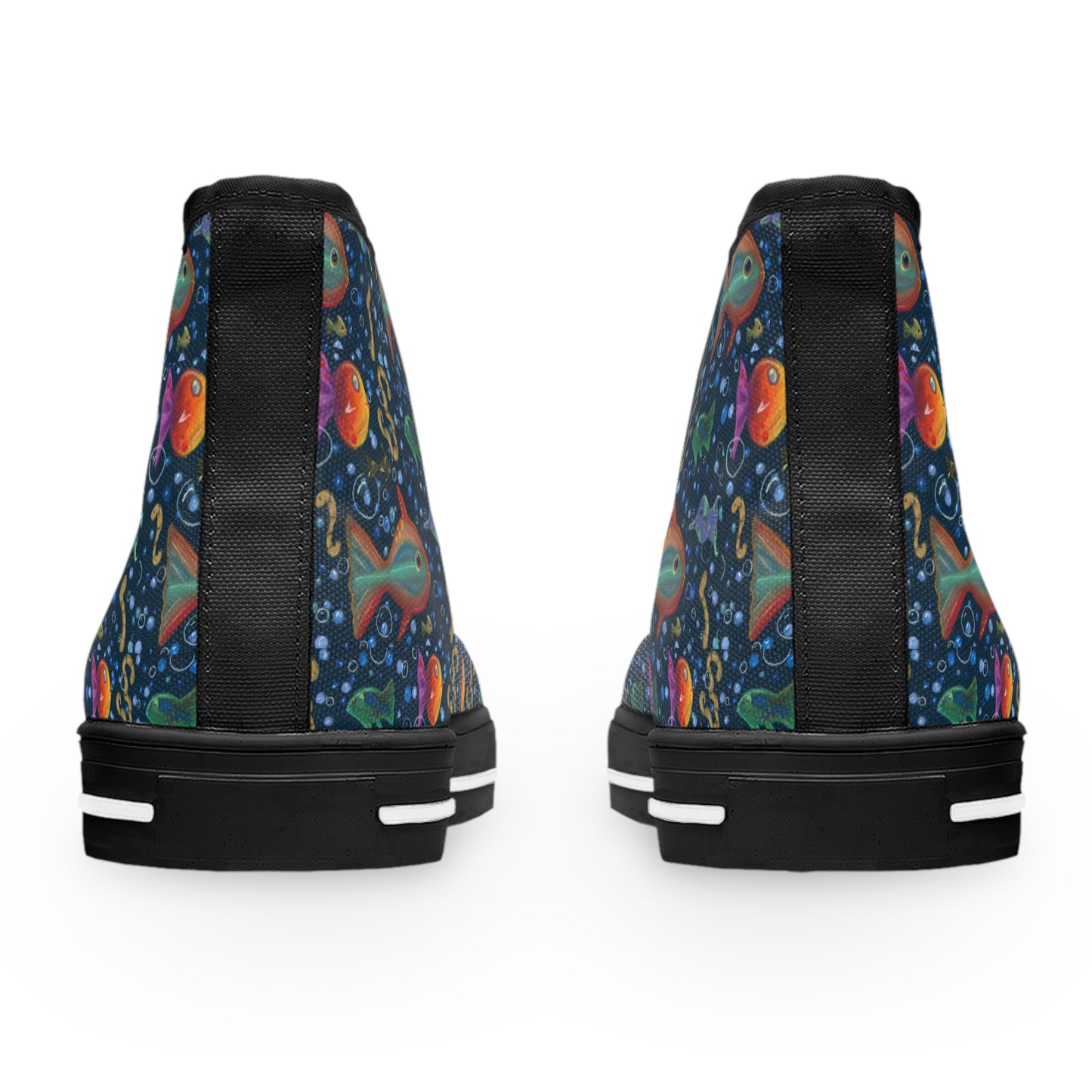 High Top Sneakers — Colorful Underwater Fish Pattern for Women