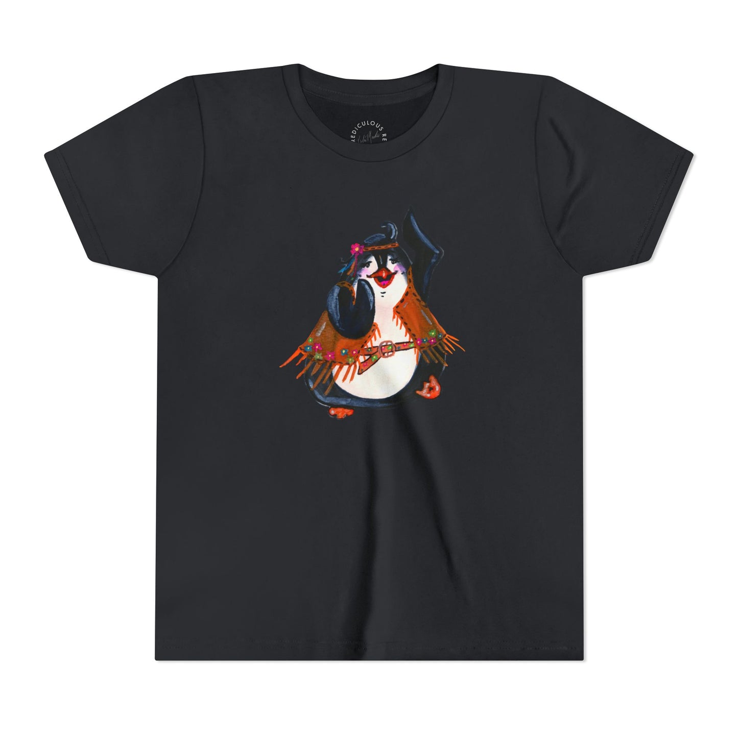 Kids Dancing Penguin Tee — Cute 60s Retro Penguin Graphic Youth T‑Shirt