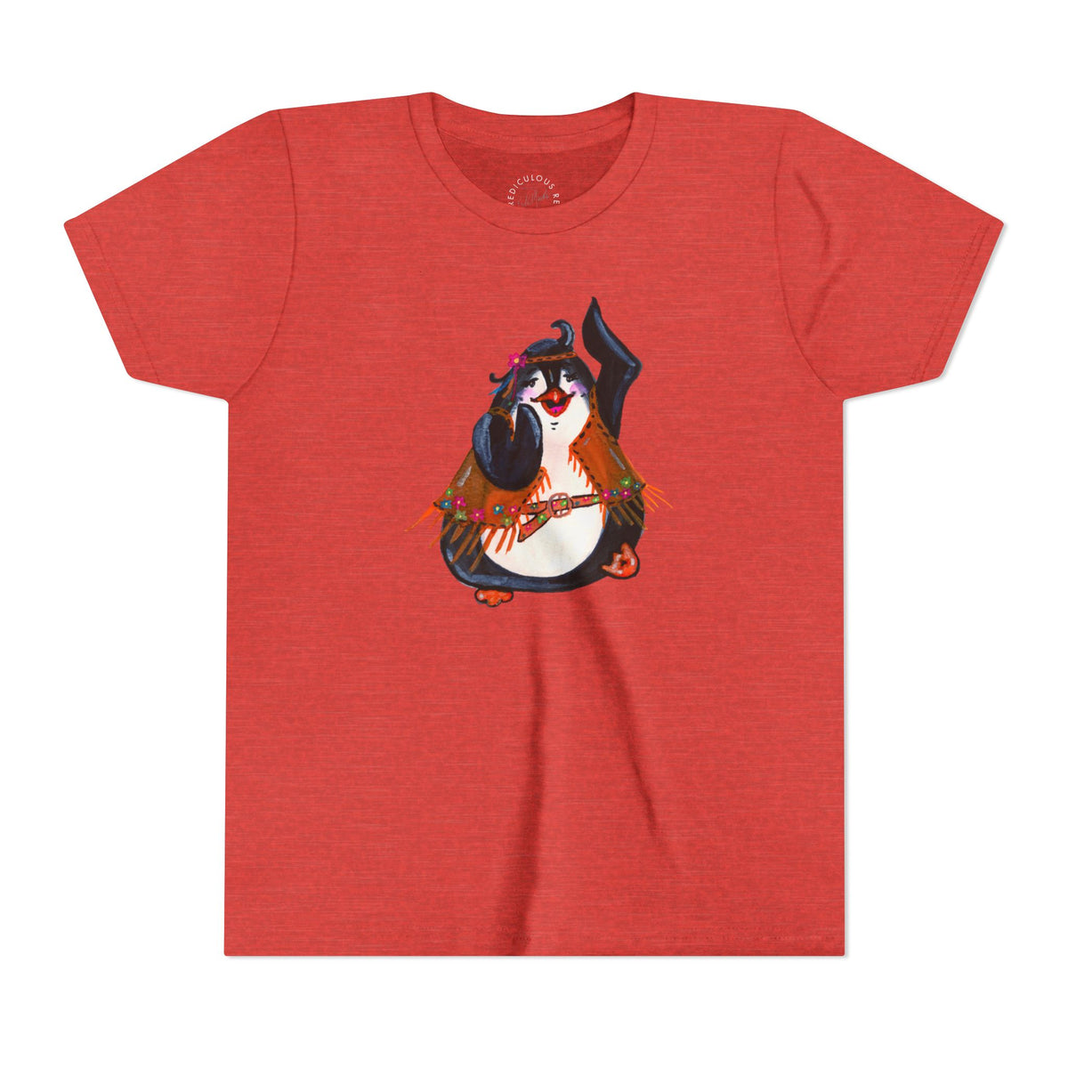 Kids Dancing Penguin Tee — Cute 60s Retro Penguin Graphic Youth T‑Shirt