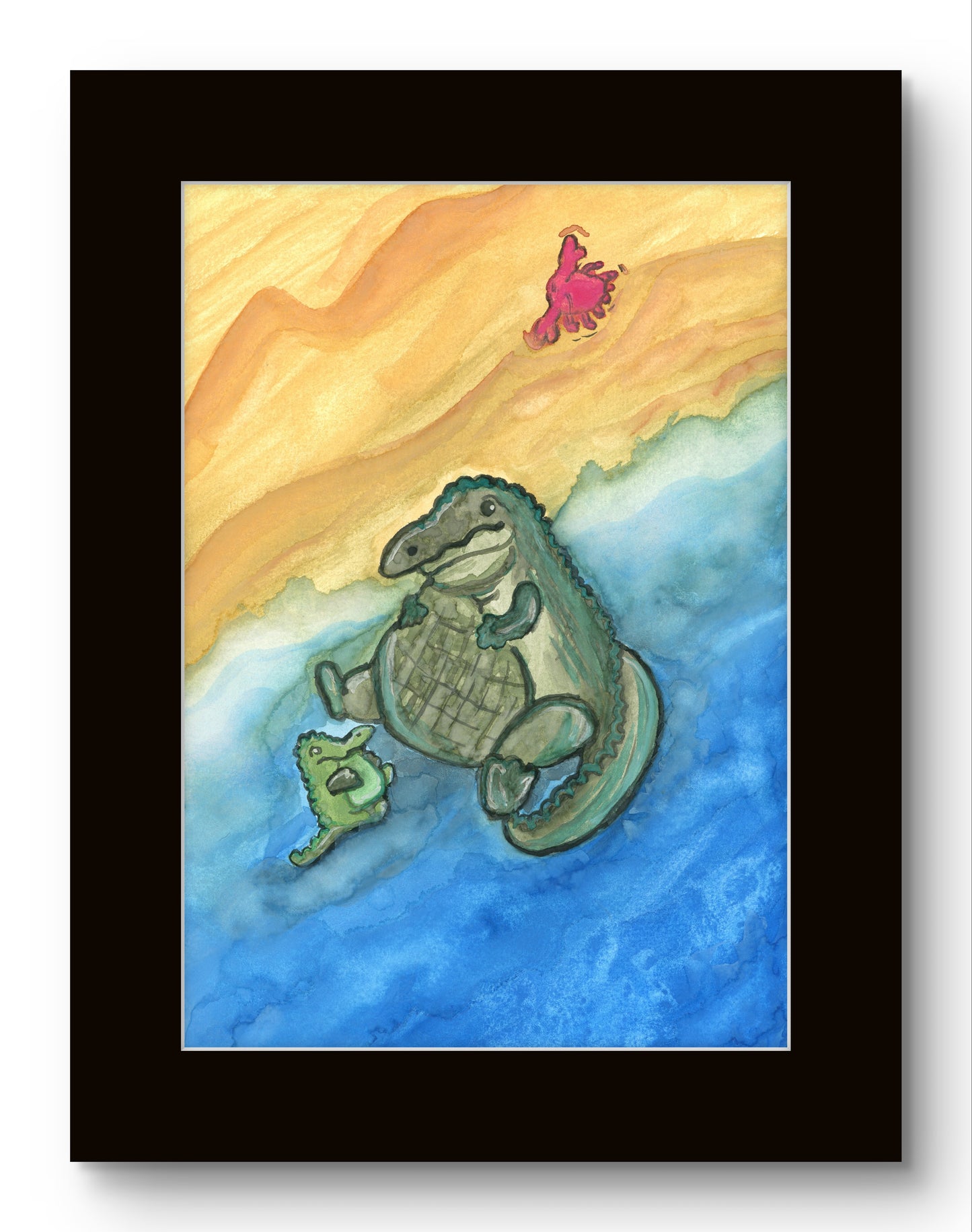 Big and Little Alligators at the Beach 8x10 Museum Grade Fine Art Print