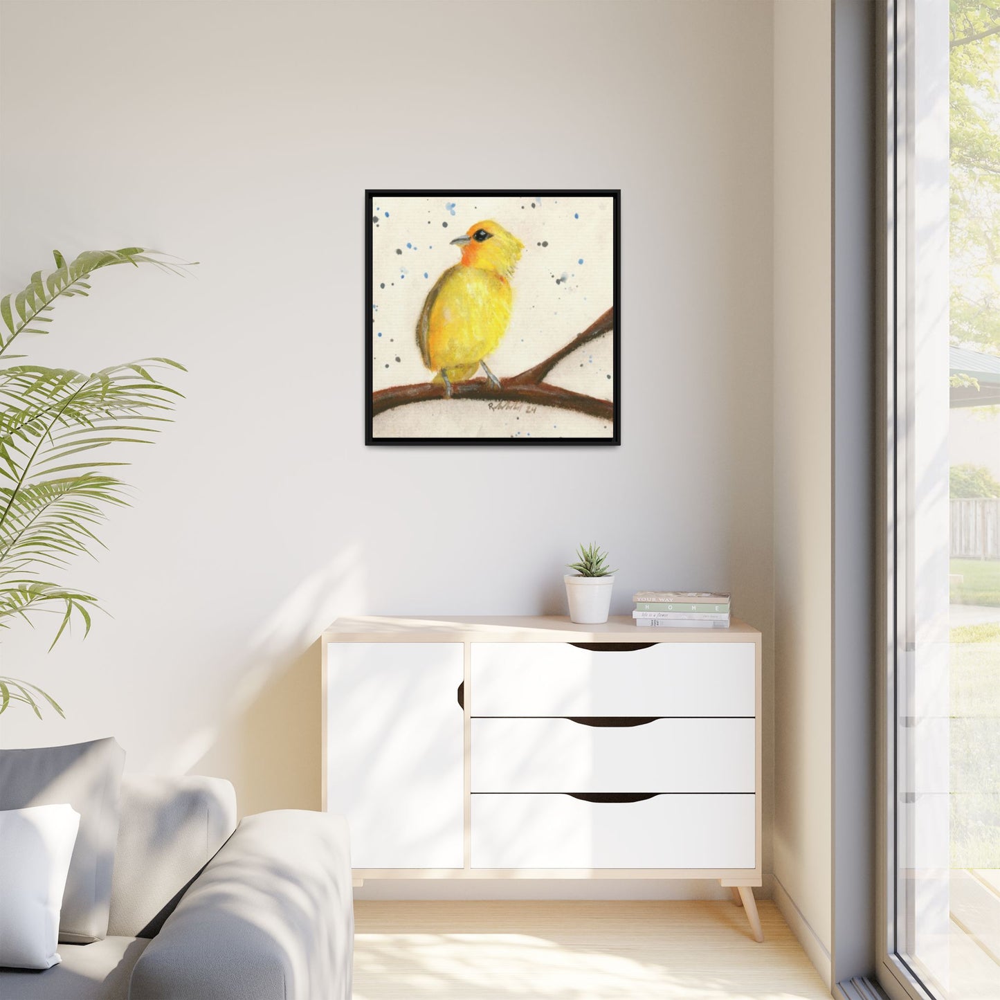 Yellow Canary Bird Framed Wall Art