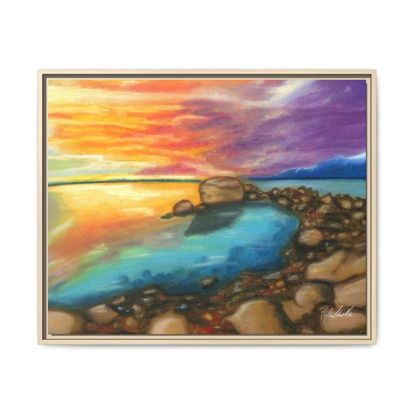 Sunset Ocean Beach Framed Wall Art