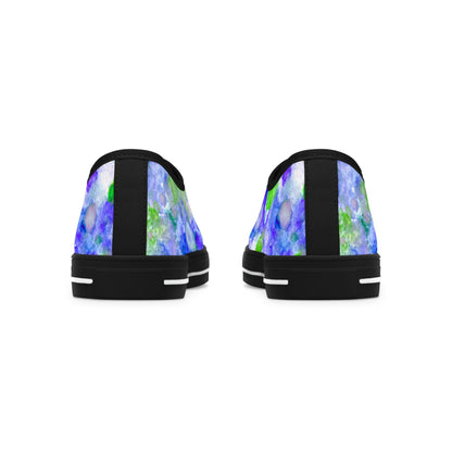 Floral Blur Women's Low Top Sneakers – Blue & Green Watercolor Print