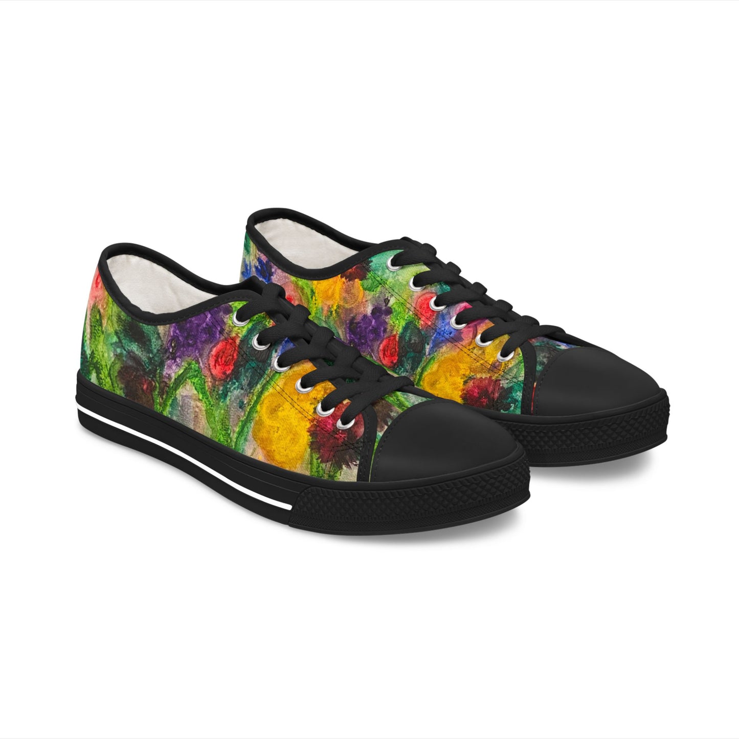 Floral Watercolor Women's Low Top Sneakers