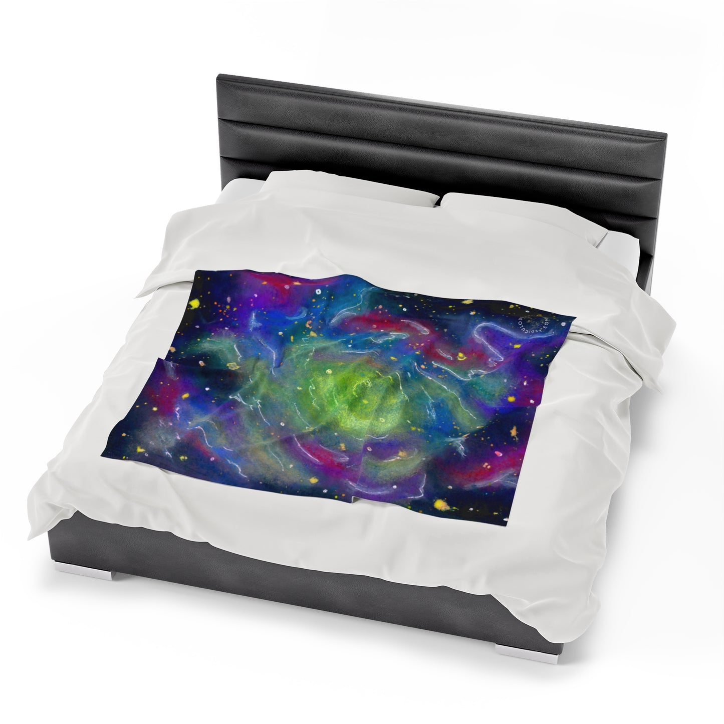 Rainbow Vortex Galaxy Velveteen Plush Blanket