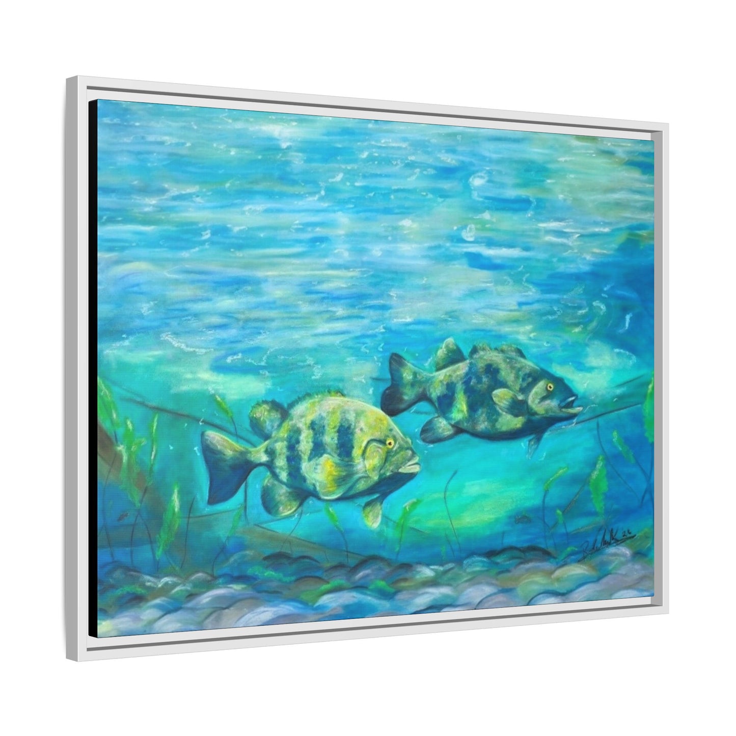 Framed Matte Canvas - Underwater Fish Scene