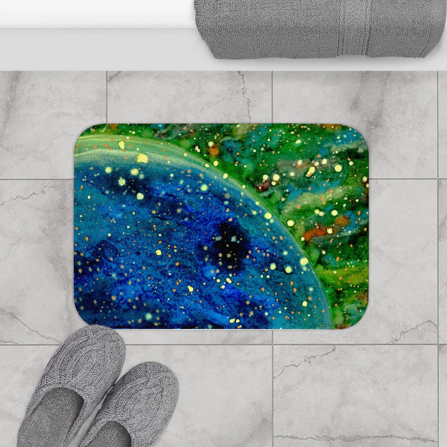 Blue Planet Galaxy Bath Mat  Anti-Slip, 100% Microfiber Rug- Home & Bathroom Supplies