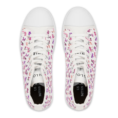 High Top Sneakers — White Pink & Purple Flamingo Pattern (Women’s)