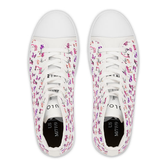 High Top Sneakers — White Pink & Purple Flamingo Pattern (Women’s)