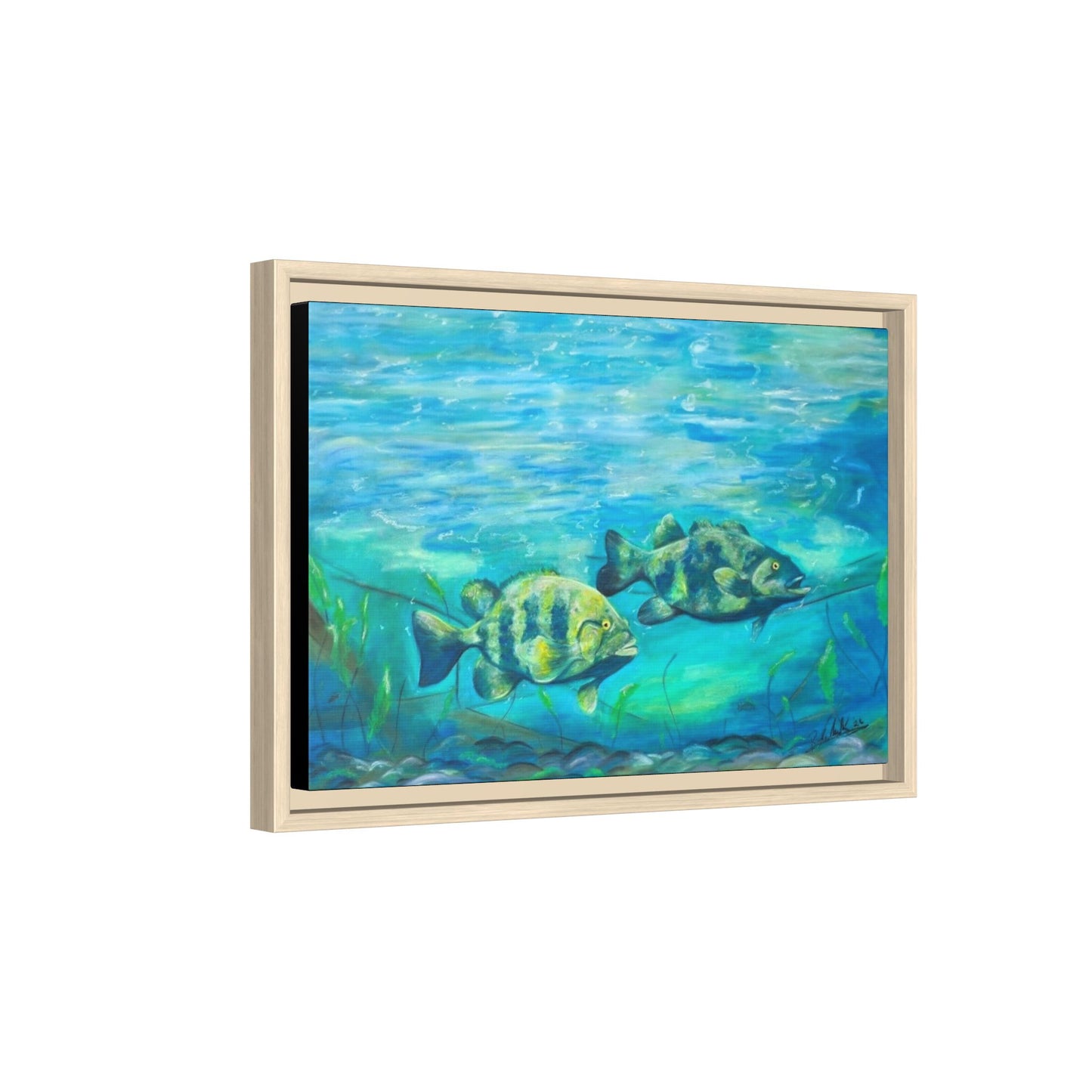 Framed Matte Canvas - Underwater Fish Scene