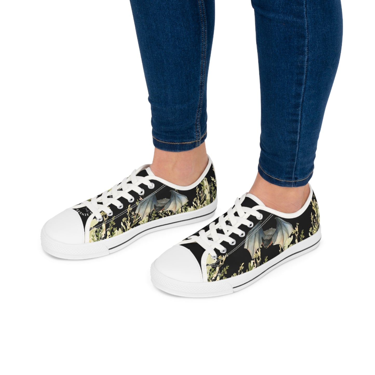 Black Bat Printed Unisex Classic Low Top Sneaker Shoes