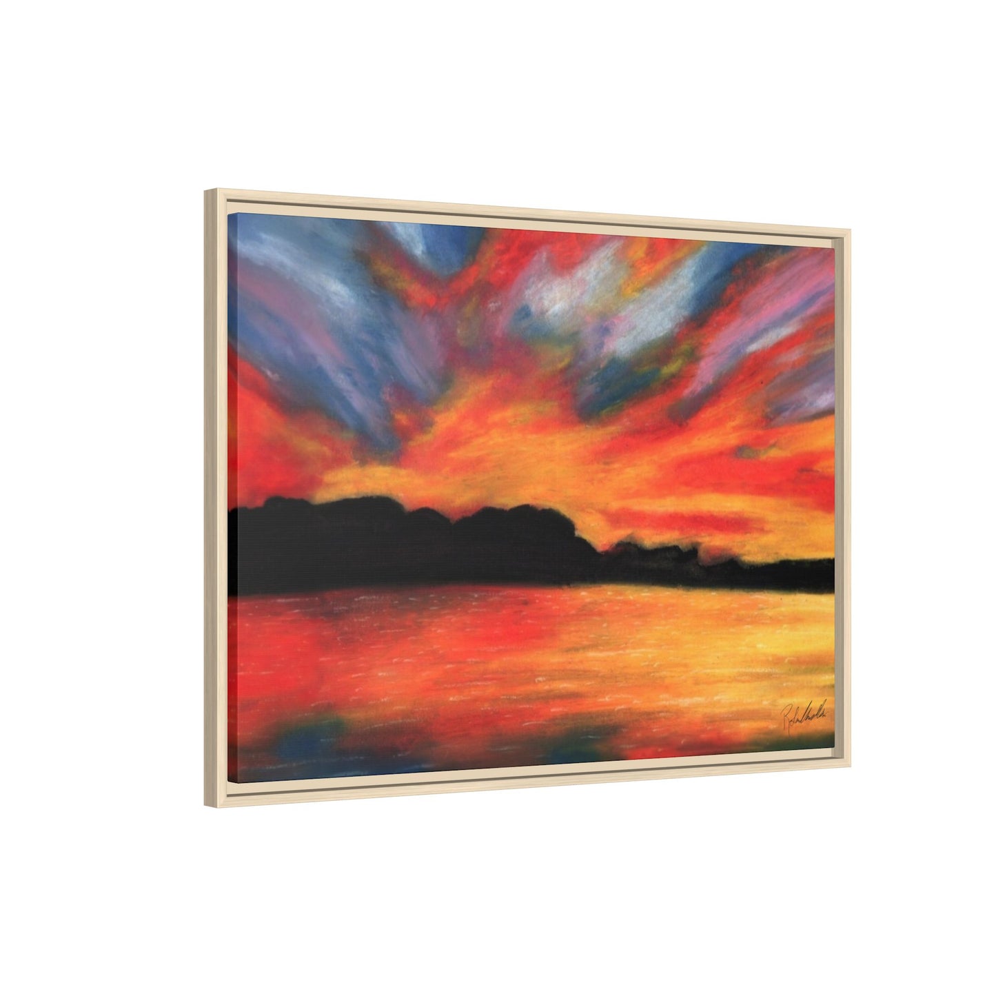 Sunset Over The Lake Framed Wall Art