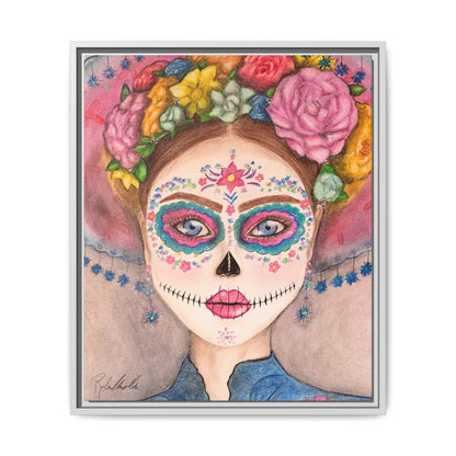 Day of the Dead Skull Woman Framed Wall Art