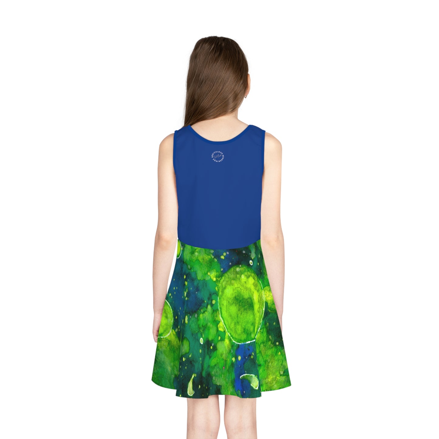 Blue Top Green Galaxy Girls' Sleeveless Sundress (AOP)