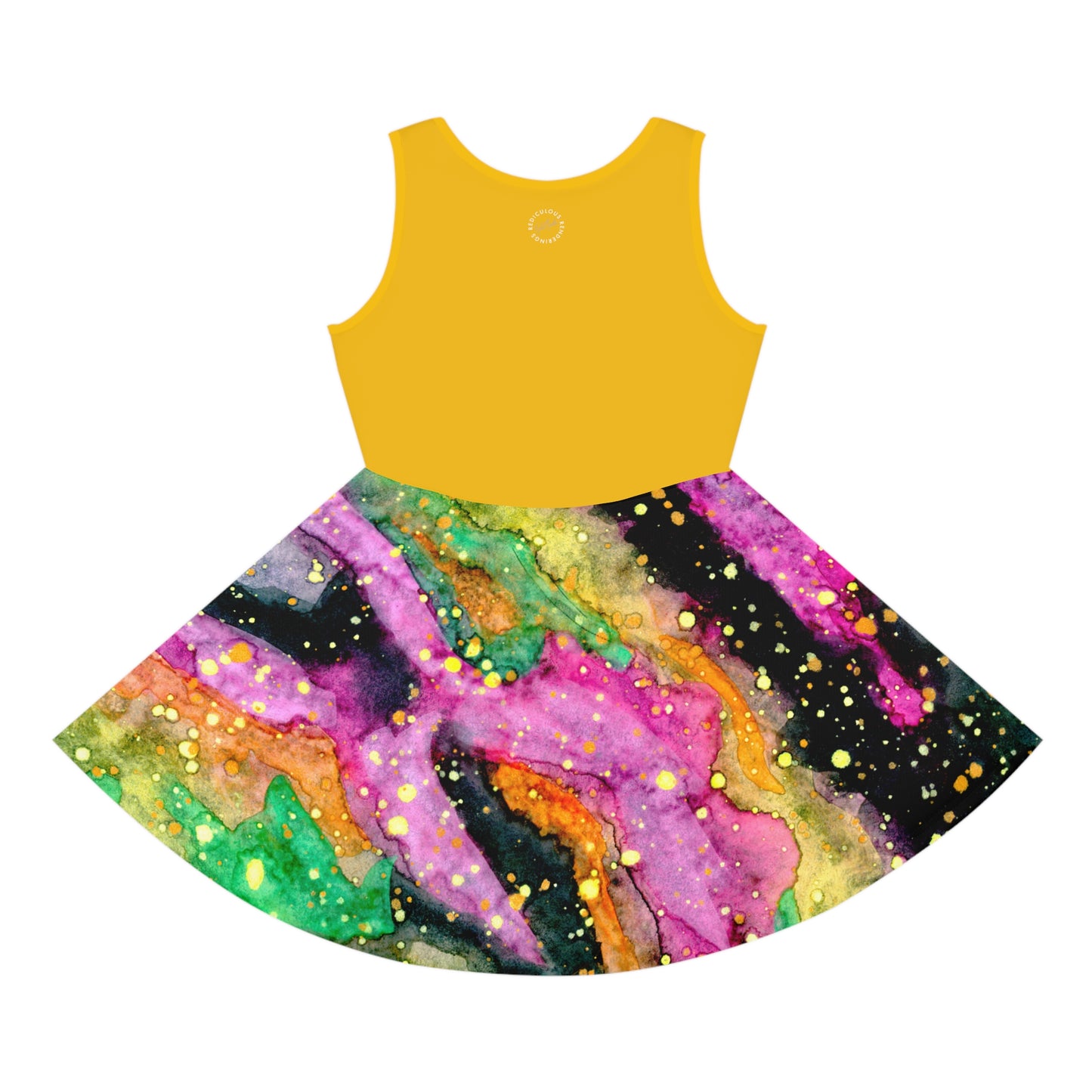 Yellow Top Neon Galaxy Girls' Sleeveless Sundress (AOP)