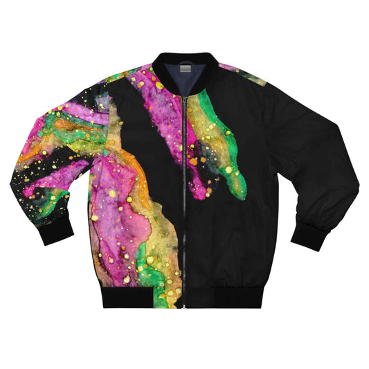 Abstract Neon Agate Bomber Jacket