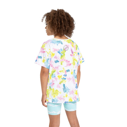 Kids Jersey — Watercolor Tie-Dye Dachshund Crew with 'Good Vibes'