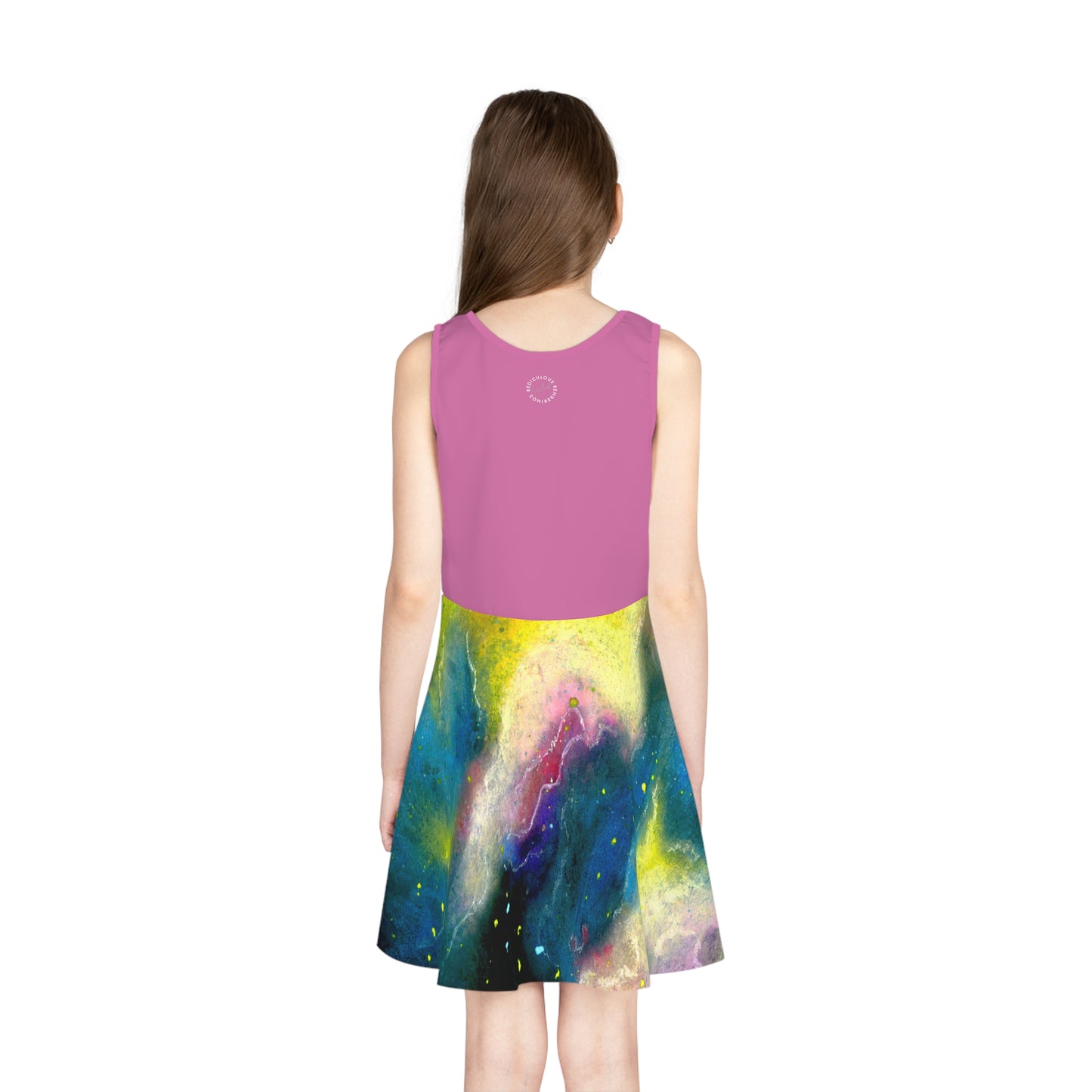 Light Pink Top Sunrise Galaxy Girls' Sleeveless Sundress (AOP)