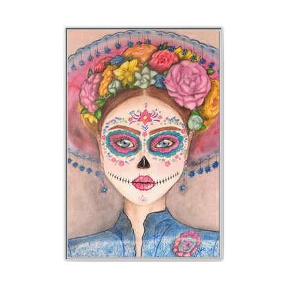 Day of the Dead Skull Woman Framed Wall Art