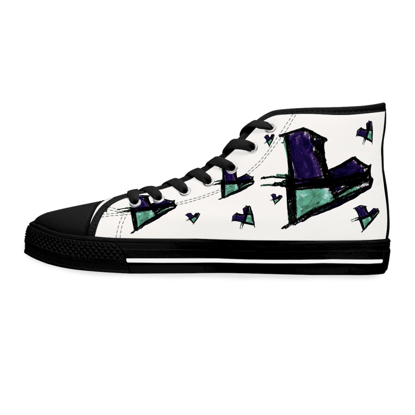 High Top Sneakers — Abstract Geometric Arrow Print (Women)