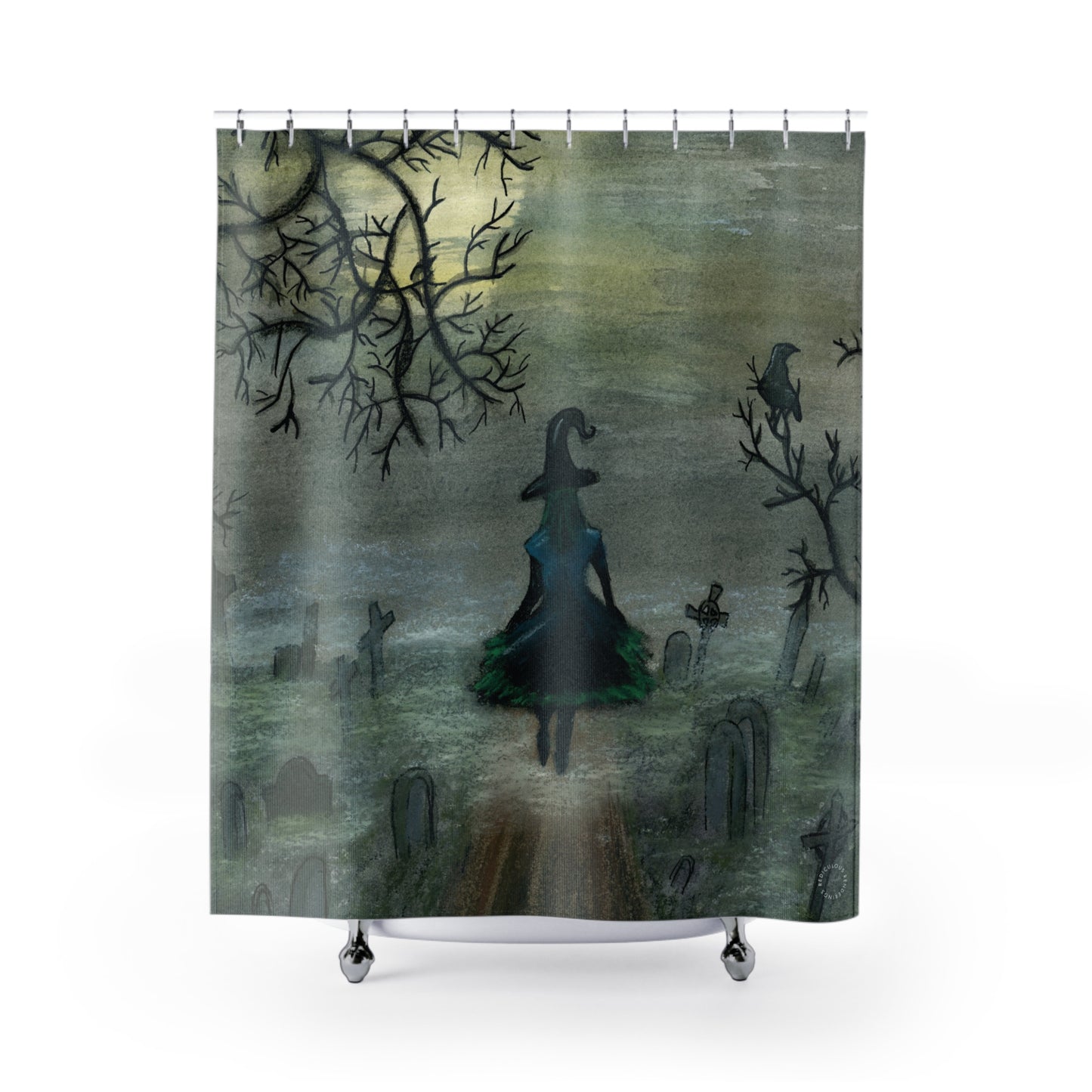 Cemetary Witch Spooky Shower Curtain