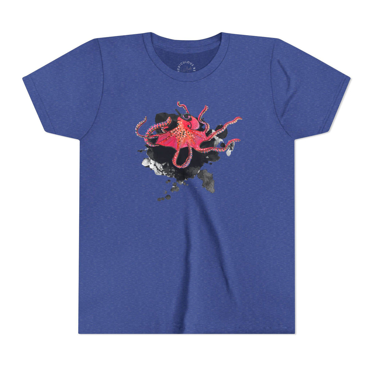 Youth Tee — Red Octopus Splash Graphic Shirt