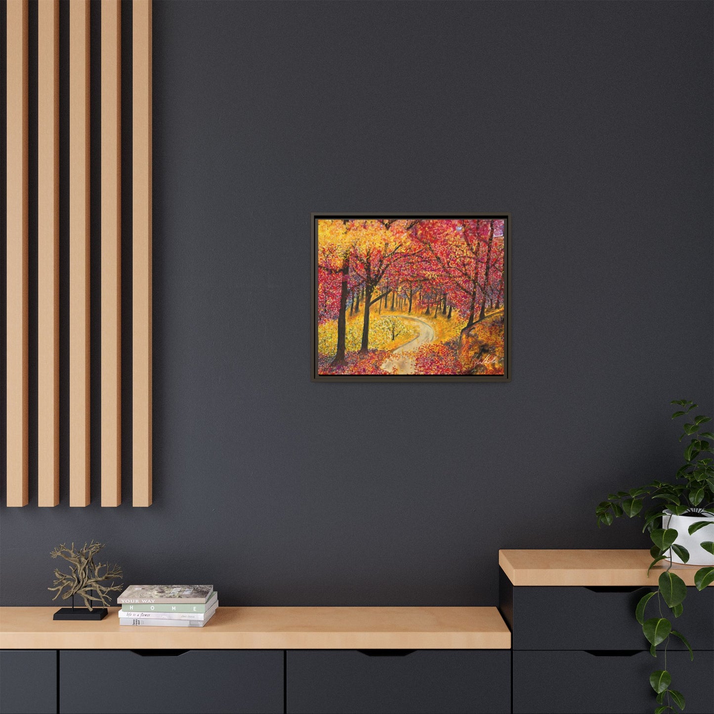 Vibrant Fall Forest Framed Wall Art
