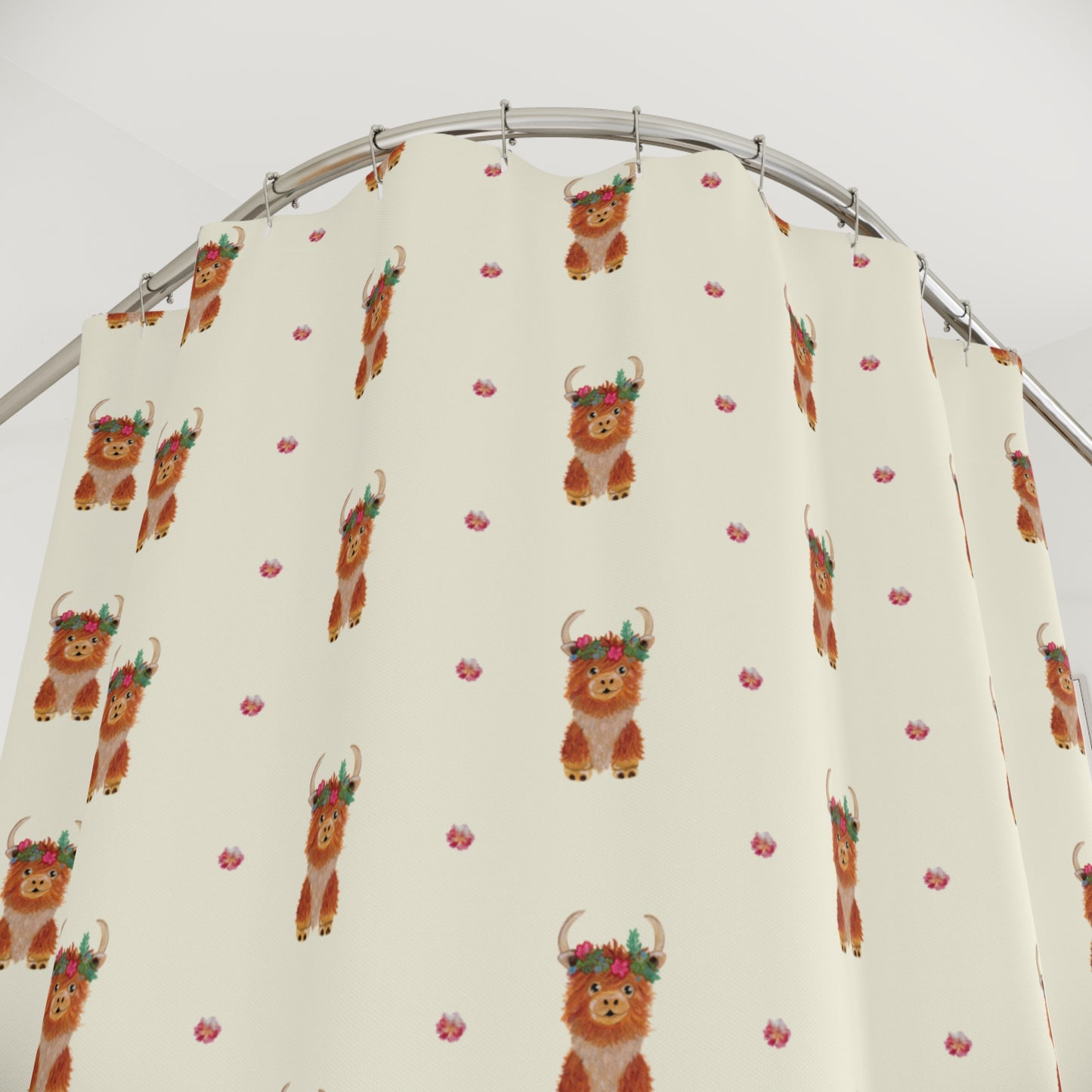 Cute Floral Bear Shower Curtain — Whimsical Bathroom Decor for Kids & Nursery