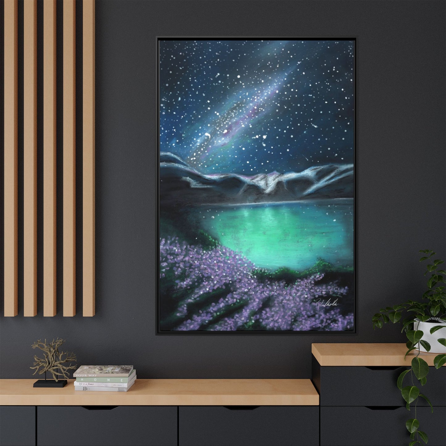 Night Sky over Spring Lake Framed Wall Art