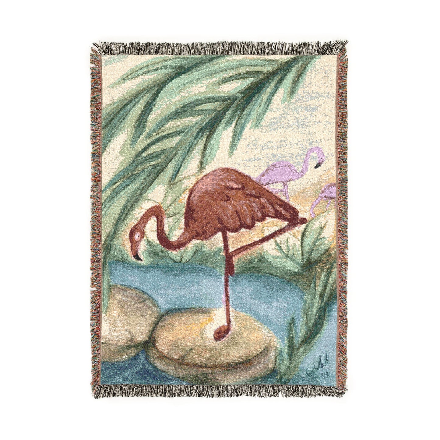 Flamingo Woven Throw Blanket