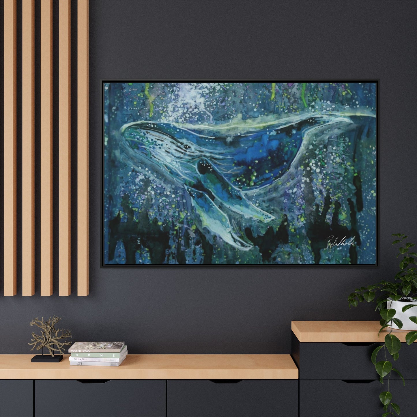 Watercolor Whale Framed Wall Art