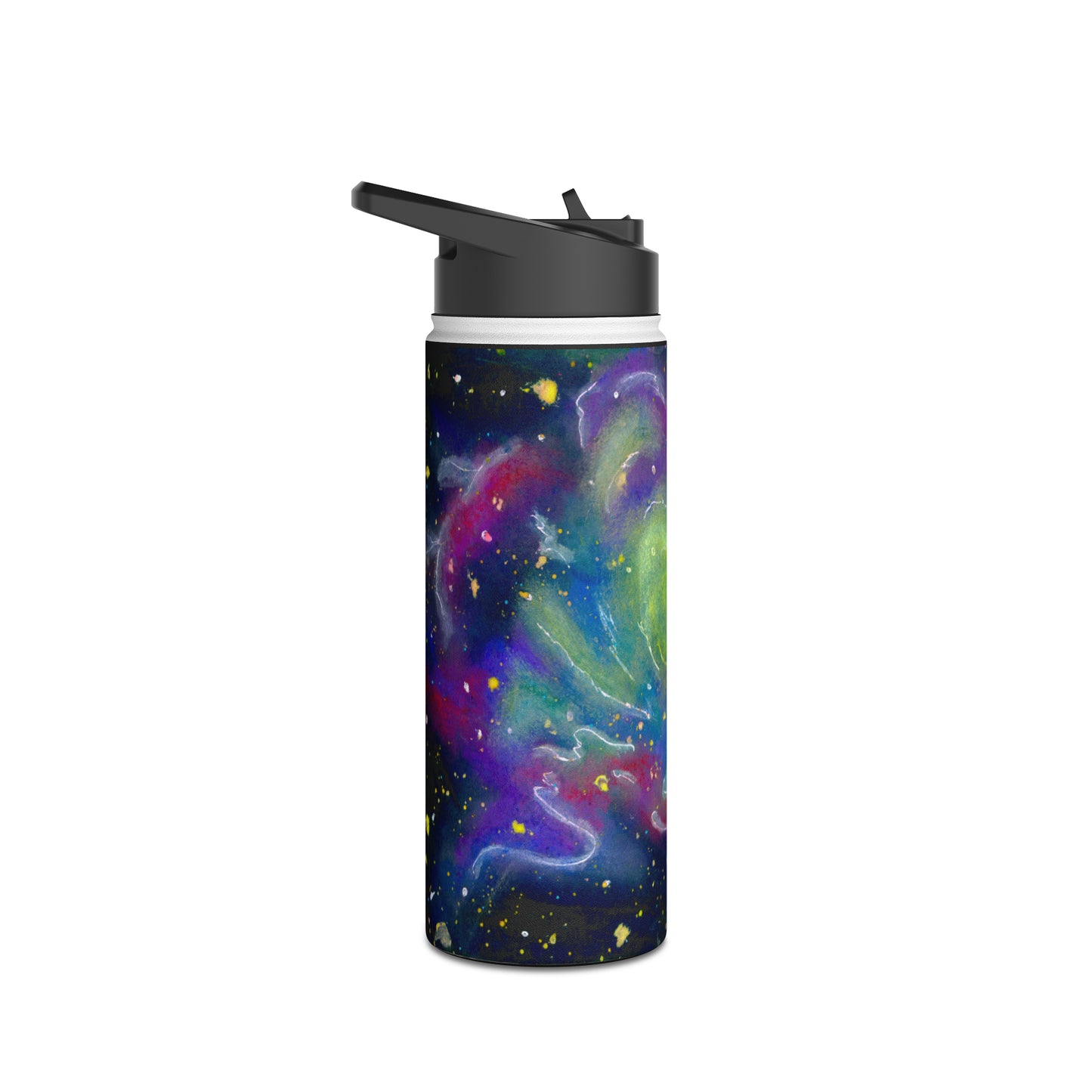 Rainbow Vortex Galaxy Stainless Steel Water Bottle, Standard Lid