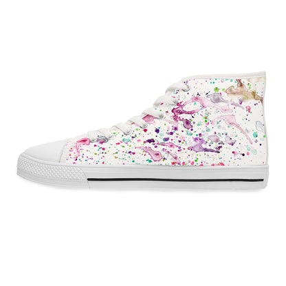 Women's High Top Sneakers — Pastel Watercolor Floral Splatter Pattern