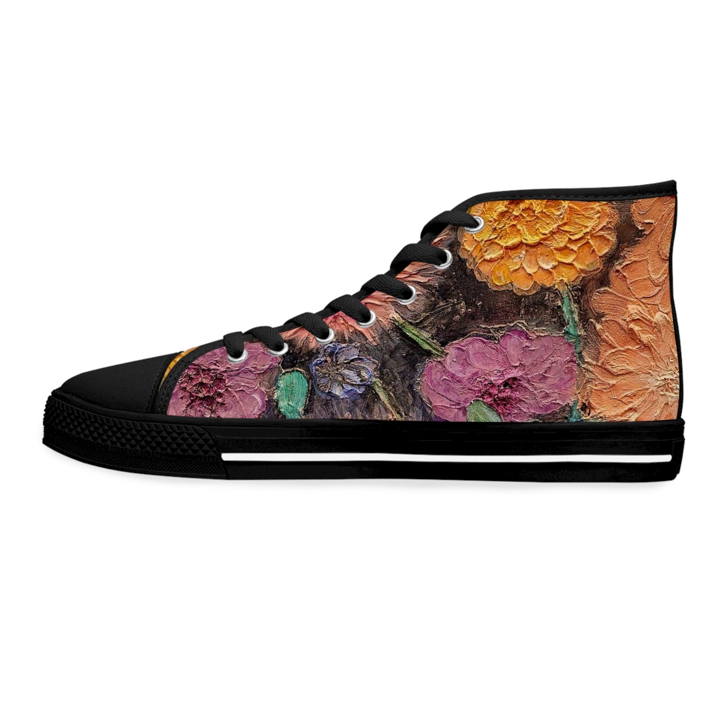 Flower Unisex High Top Sneakers Closed Toe Casual Walking Fashion Shoes