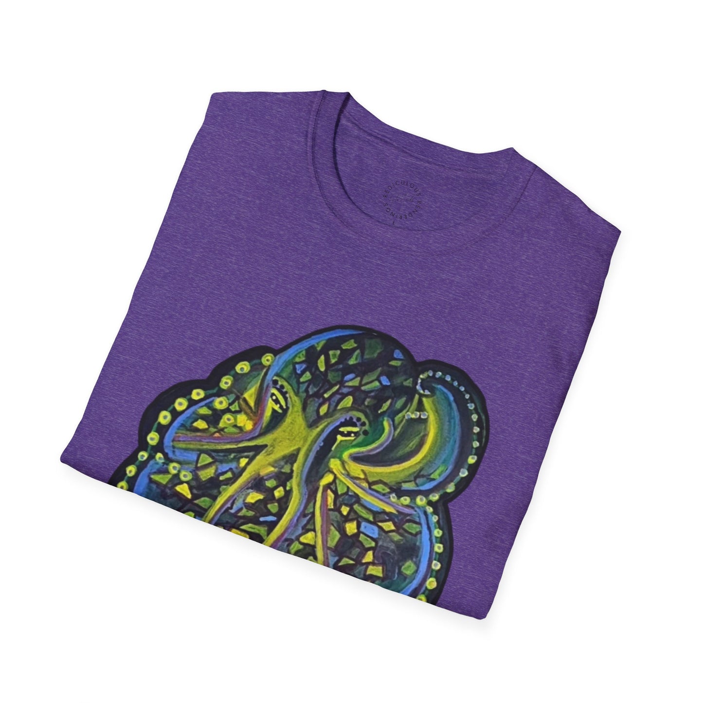 Green Geo octopus Unisex Softstyle Print T-Shirt