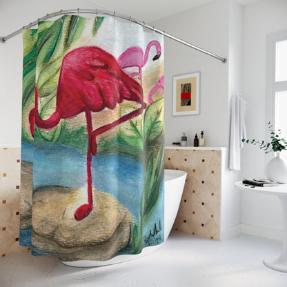 Red Flamingo Shower Curtain