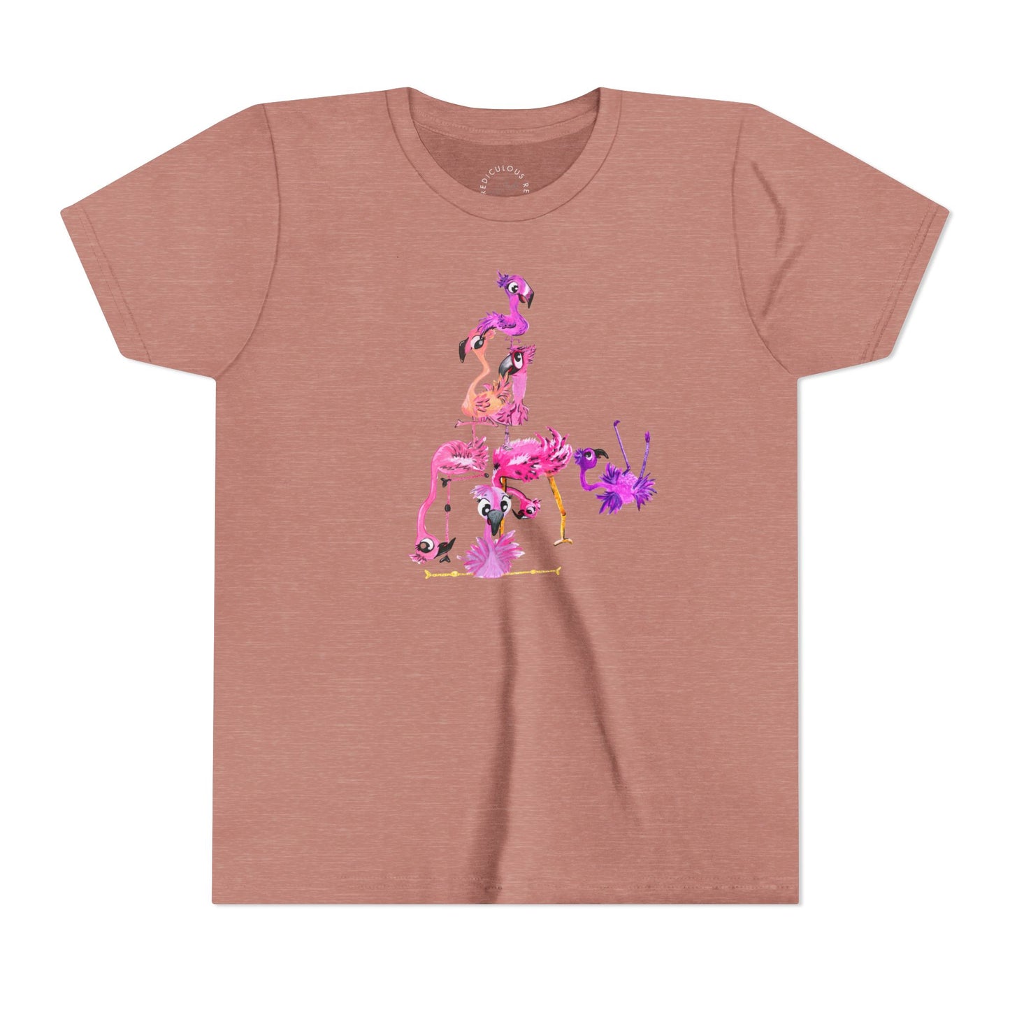 Youth Tee — Watercolor Pink Flamingo Stack Kids T-Shirt