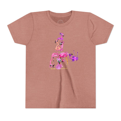 Youth Tee — Watercolor Pink Flamingo Stack Kids T-Shirt