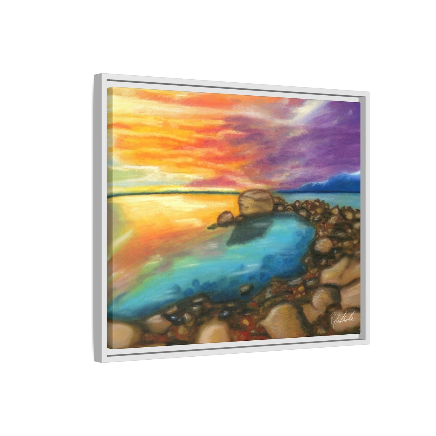 Sunset Ocean Beach Framed Wall Art