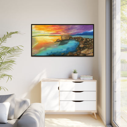 Sunset Ocean Beach Framed Wall Art