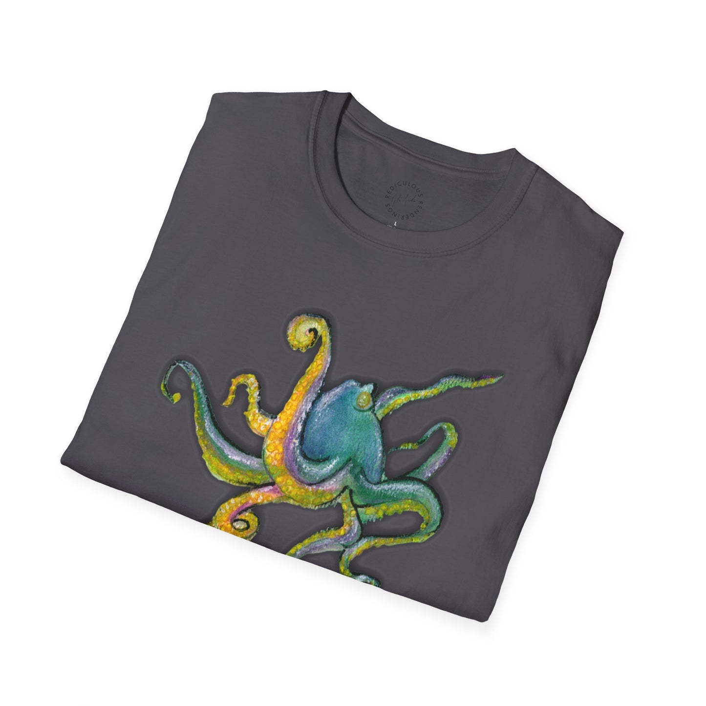 Green octopus Unisex Softstyle T-Shirt