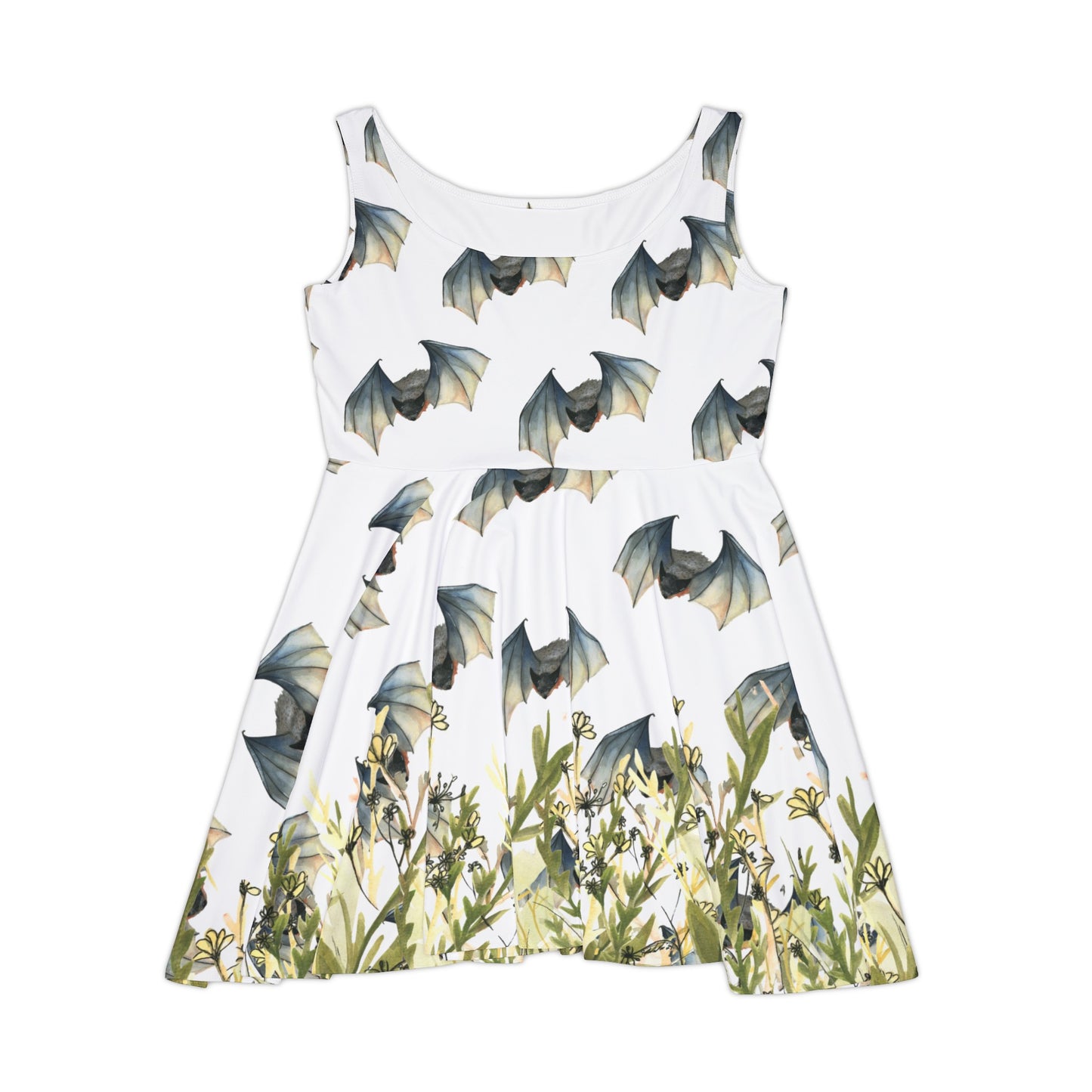 White Flying Bat Women's Skater Dress (AOP)