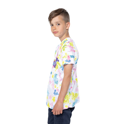 Kids Jersey — Watercolor Tie-Dye Dachshund Crew with 'Good Vibes'