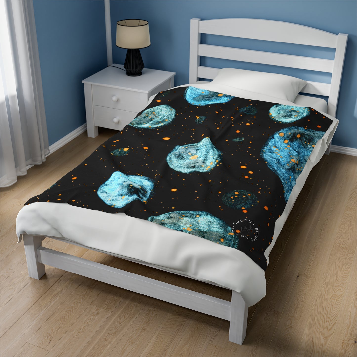 Little Blue Planets Galaxy Velveteen Plush Blanket