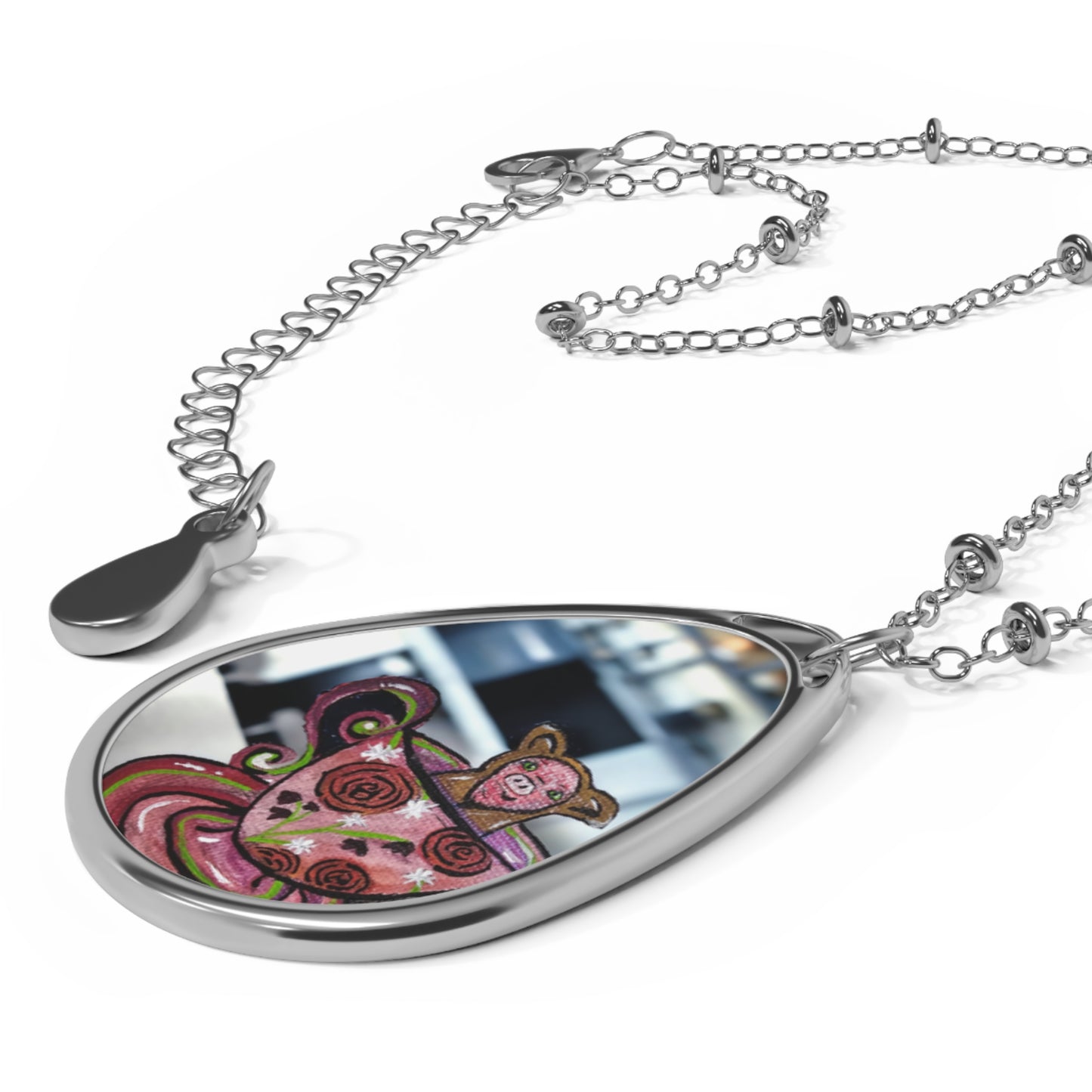 Teacup Pig Oval Necklace