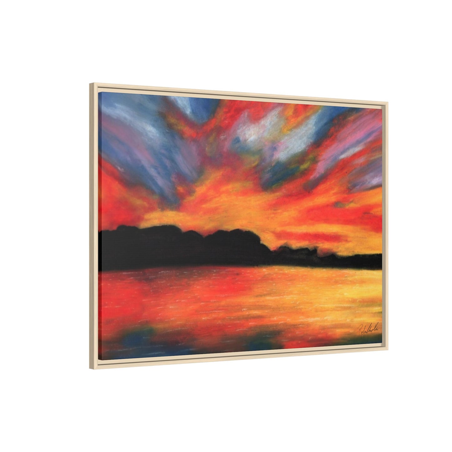 Sunset Over The Lake Framed Wall Art
